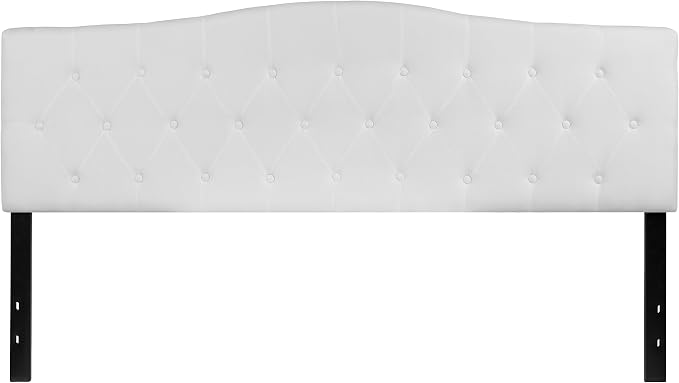 Flash Furniture Cambridge Button Tufted and Diamond Stitched Upholstered King Size Headboard in White Fabric