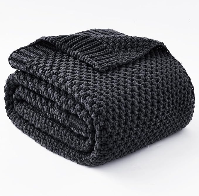Knitted Weighted Blanket - 50"x60" 5lbs Cooling Chunky Knit Heavy Blanket for Adults Cable Yarn Knit Decorative No Beads Soft, Cozy and Cooling Weighted Throw Blankets Machine Washable