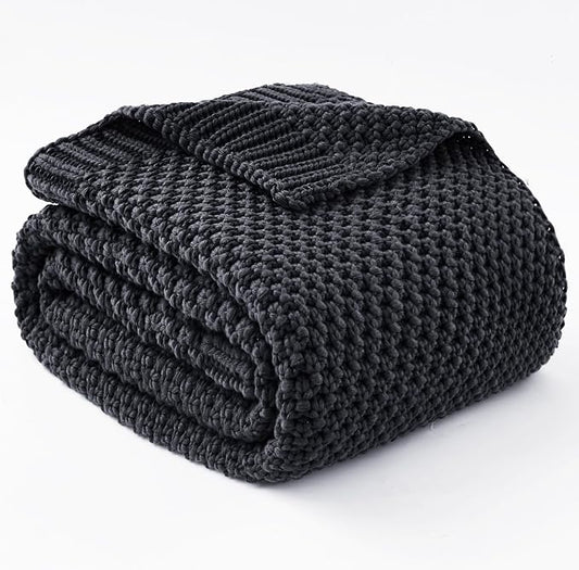 Knitted Weighted Blanket - 50"x60" 5lbs Cooling Chunky Knit Heavy Blanket for Adults Cable Yarn Knit Decorative No Beads Soft, Cozy and Cooling Weighted Throw Blankets Machine Washable