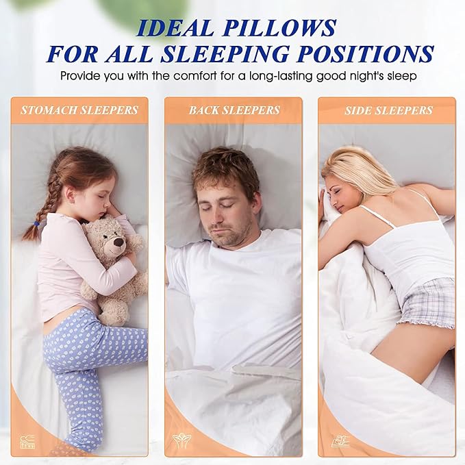 MZOIMZO Bed Pillows for Sleeping- Soft Density, Queen Size Set of 2, Cooling Hotel Quality with Premium Soft Down Alternative Fill for Back, Stomach or Side Sleepers, 45×70CM, Light Grey