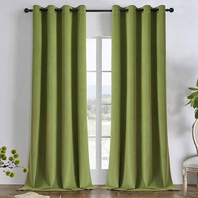 Joydeco 100% Blackout Curtains Velvet Black Out Curtain 120 Inch Drapes | for Bedroom Living Room, Heat and Light Blocking, Thermal Insulated Luxury Heavy Duty Curtain 2 Panels Grommet Top