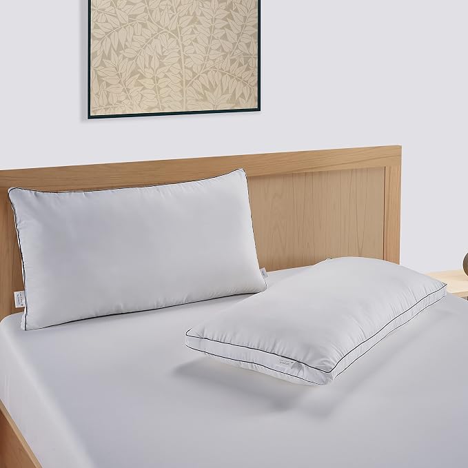 LANE LINEN Standard Size Bed Pillows for Sleeping, Set of 4, 20x26 - White | Perfect for Side, Back & Stomach Sleepers, Down Alternative Fill, Medium Firm, Breathable, Cooling, Soft & Fluffy Comfort