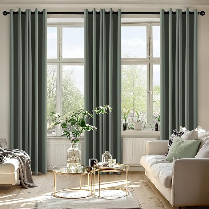 MIULEE Blackout Curtains for Bedroom 2 Panel 40 x 84 Inch Long Dark Mallard | Thermal Insulated, Living Room Darkening Grommet Drapes, Noise Reducing, Light Blocking Window Treatments