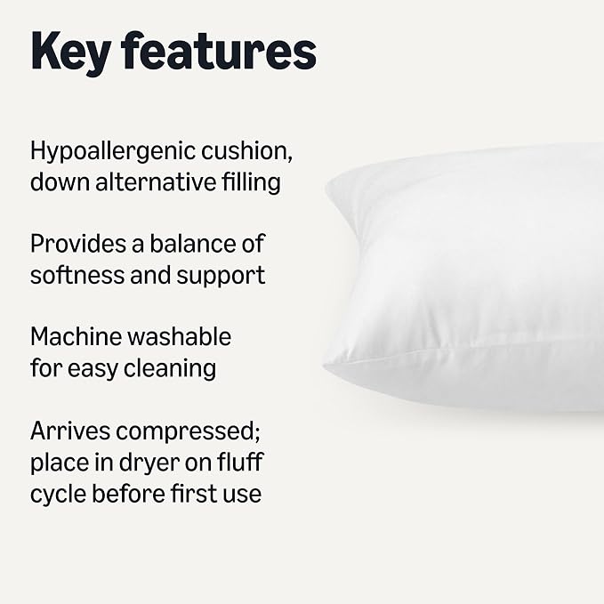 Amazon Basics Soft Supportive Long Body Pillow for All Position Sleepers, Machine Washable, 20 x 54 inches, 1-Pack