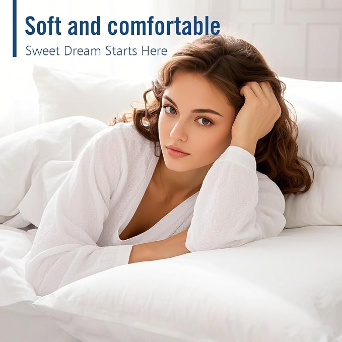 King Size Pillows 4 Pack, Soft Firm Support for Side Back Stomach Sleepers | Set of 4 king pillows with down-alternative plush fill. Breathable & supportive for back, stomach, or side sleepers.