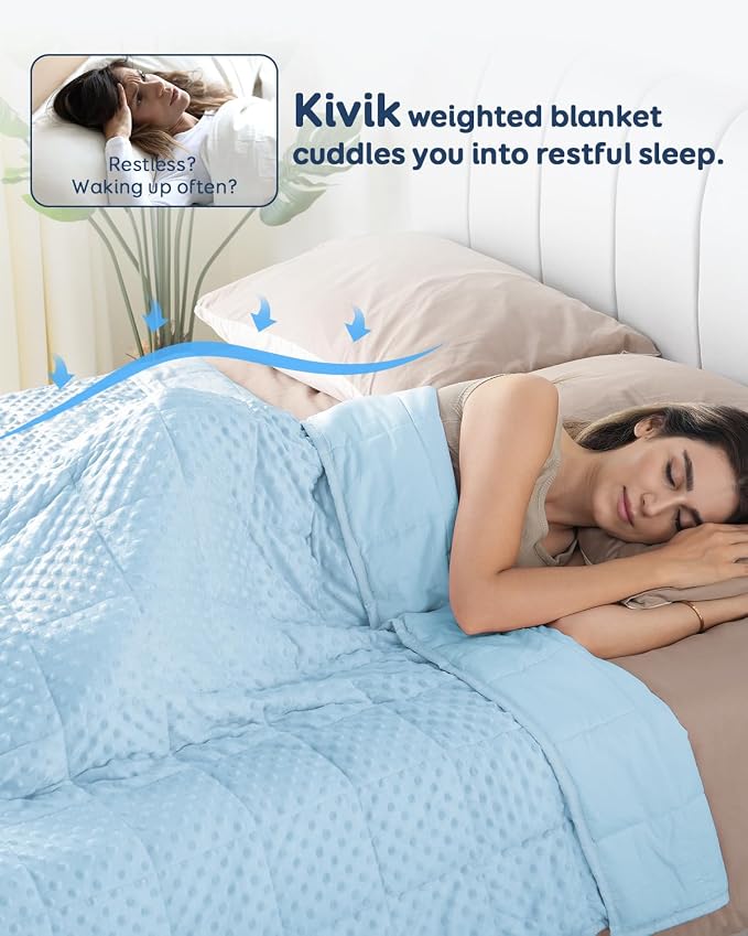 15lbs Weighted Blanket for Adults, 60"x80" Queen Size Heavy Blankets | Soft Raised Minky Dot Texture, Reversible Cooling & Cozy for All Seasons, 7-Layer Design for Even Weight, Machine Washable
