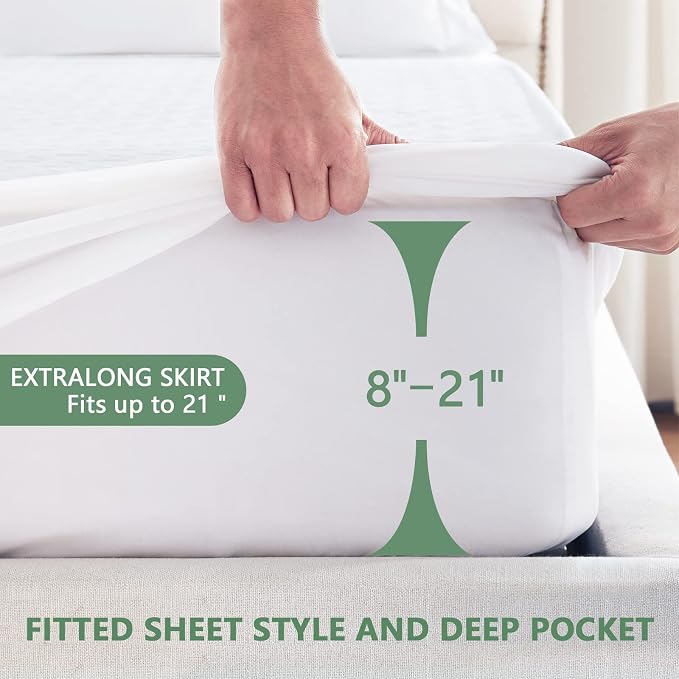 Premium Waterproof Mattress Protector California King Size, Deep Pocket | Breathable Bed Cover 3D Air Fabric Cooling Mattress Pad, Soft Washable, Fits 8"-21" Mattress, Viscose Made from Bamboo, White