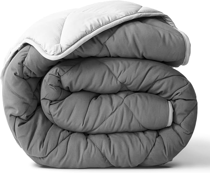 ViscoSoft Twin/Twin XL Reversible Comforter - Duvet Insert -Light/Dark Gray | All Season Cooling Lightweight Reversible Quilted Blanket - OEKO-TEX Certified - Down Alternative - Cloud-Soft