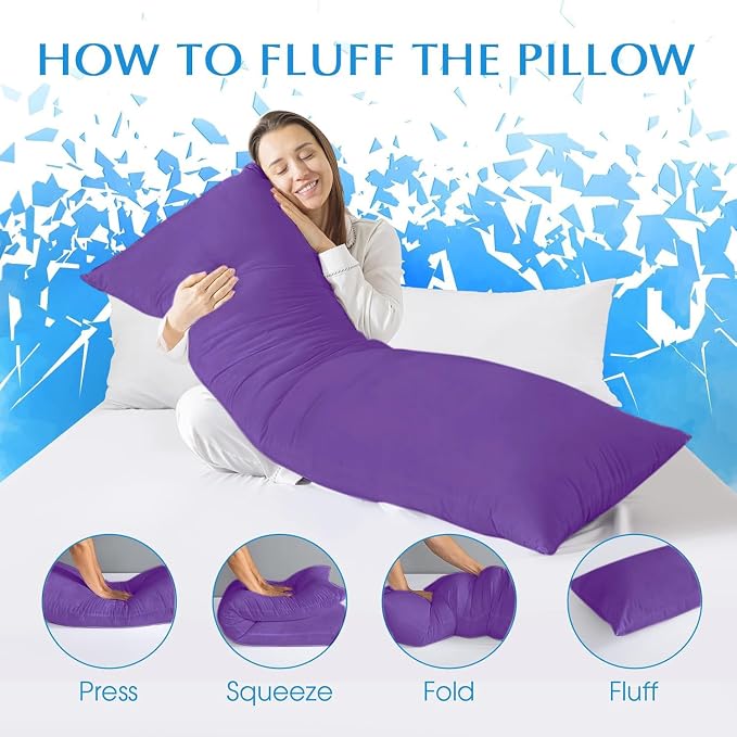 SHOUREN Large Body Pillow,Long Bed Pillow for Adults,20x54in | Breathable,sweat-absorbing,skin-friendly,medium firmness for side sleepers,multiple application