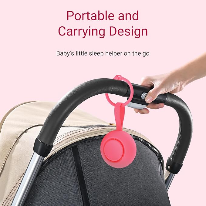 Portable Baby Sound Machine & Essentials for Babies & Kids-Rose | White Noise Machine[Timer Function][20 Soothing Sounds][15 Hours Battery Life]Travel,Registry,Gifts,Clips on Baby Stroller