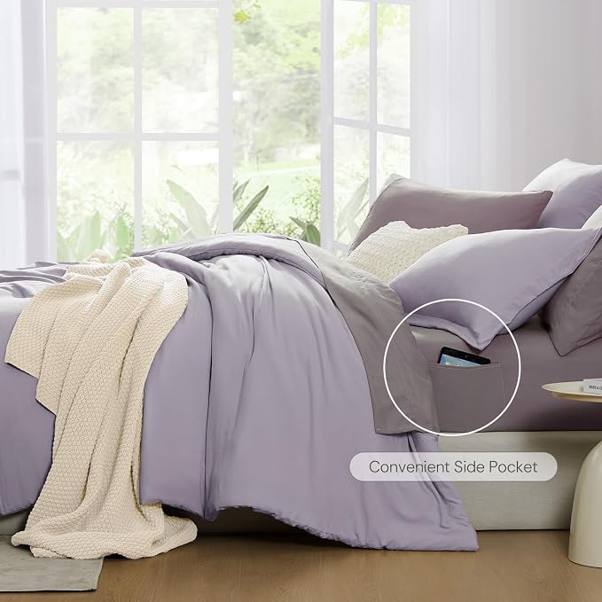 Full Size Comforter Sets-7 Pieces Ultra Soft Bed in a Bag Full Bedding Sets | Prewashed All Season Comforter with Sheets, Pillow Shams & Pillowcases,Lilac