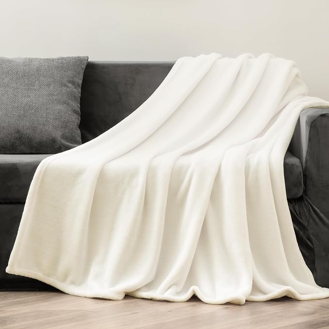 BEDELITE Fleece Blanket Soft Plush Throw for Couch Cream 50"x60" | Ultra Soft Fleece, Plush Microfiber, Lightweight Warmth, All Season Comfort, Fade Resistant, Machine Washable, Couch Sofa Bed