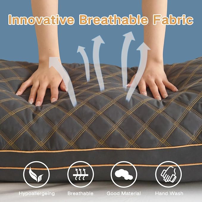 YZ HOME Long Body Pillow for Adults - Firm Body Pillow Insert with Shredded Blue Memory Foam, Adjustable Height, Soft Support for Side Sleeping, Pregnant Women, Washable (20x54 Inch, Grey) | Firm Body Pillow, Adjustable Height, Soft Support for Side Sl...