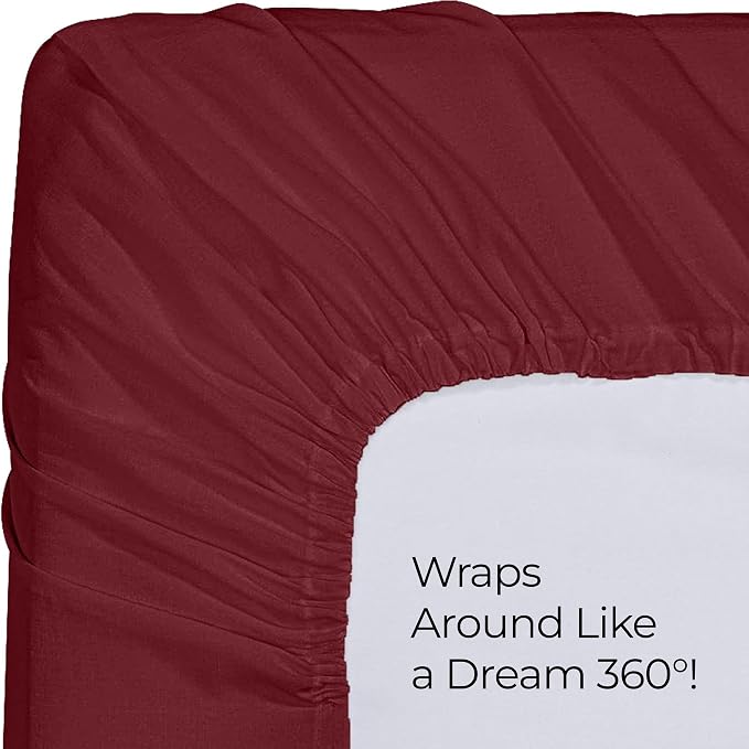 Utopia Bedding Full Fitted Sheet - Bottom Sheet - Deep Pocket - Soft Microfiber - Shrinkage and Fade Resistant - Easy Care -1 Fitted Sheet Only (Red Burgundy) | Hotel Comfort, Cooling & Breathable Cotton like Polyester, Easy Fit, Wrinkle & Fade Resista...
