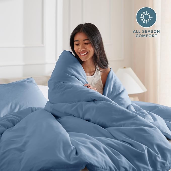 Bare Home Duvet Cover Set 1800 Ultra-Soft (King, Coronet Blue) | Lightweight, Cooling, Breathable, Premium 1800 Ultra-Soft, All-Season