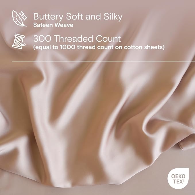 DOZ Duvet Cover Set, 100% Viscose derived from Bamboo, Organically Grown, Buttery Soft, Cooling Duvet Covers, High GSM, 1 Duvet Cover and 2 Pillowcases, 90"x90" (Blush, Full/Queen)