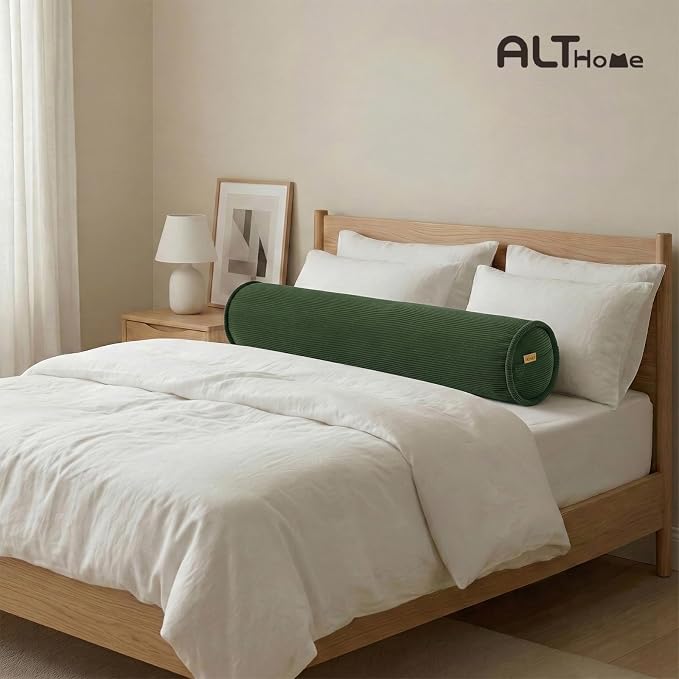 Cuddle Pillow – Corduroy Long Body Pillow for Adults, Cozy Bolster Pillow for Bed, Soft & Supportive for Relaxing Sleep,47 x 7.87 Inches,Avocado Green