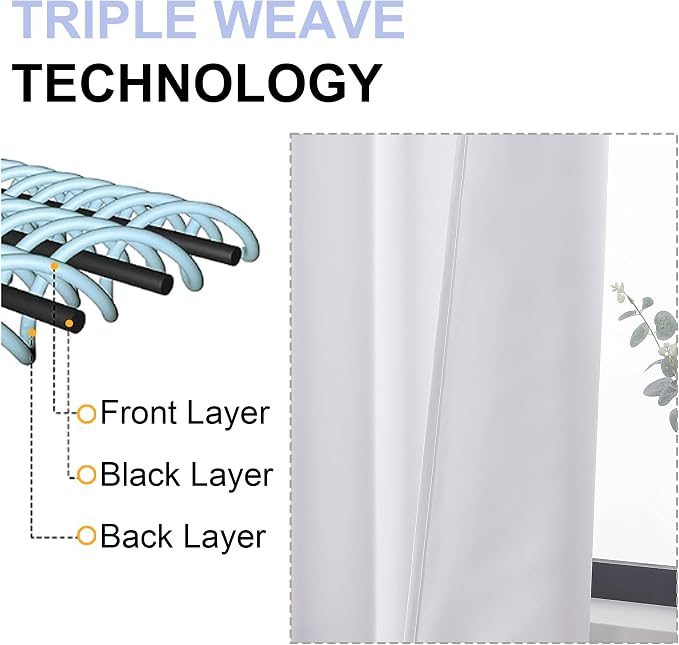 Simplebrand Ava Pure White Curtains for Bedroom 45 Inches Long 2 Panels Set, Light Filtering Window Treatment, Short Curtain Drapes, Soft Touching Casual Rod Pocket Privacy Curtains, W40 x L45 Inch
