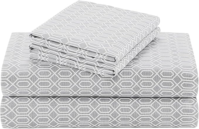 Comfort Spaces 100% Cotton Sheet Set Breathable, Lightweight, Soft with 14" Elastic Pocket Fits up to 16" Mattress, All Season Cozy Bedding, Matching Pillow Case, Full Diamond Taupe 4 Piece | Crisp, Cool & Breathable Bed Sheets, 14" Deep Pocket Fits Up...