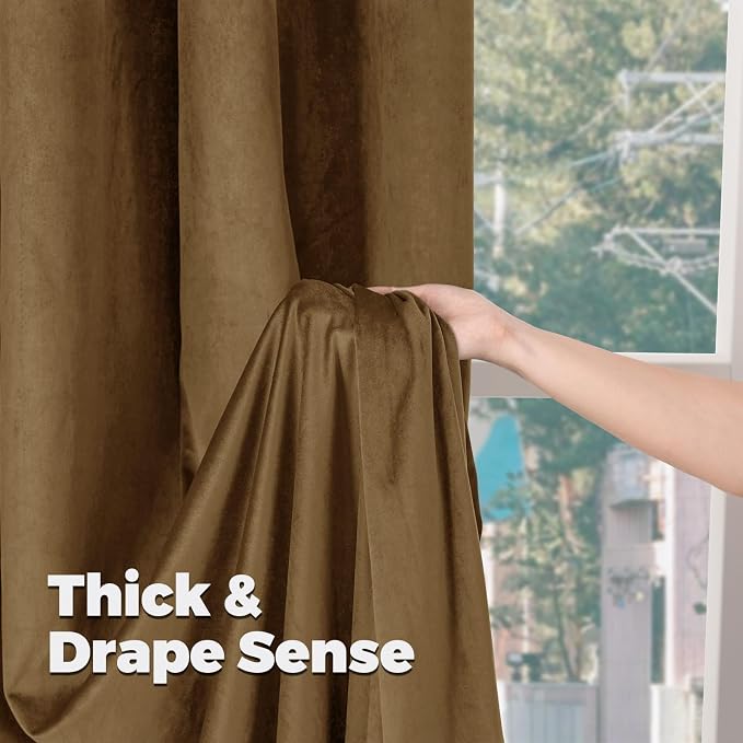 BGment Bronze Brown Velvet Blackout Curtains 72 Inches Long for Bedroom | Elegant Drapes for Living Room, Thermal Insulated, Room Darkening, Home Decor, Back Tab Rod Pocket, 2 Panels, 52 x 72 Inch