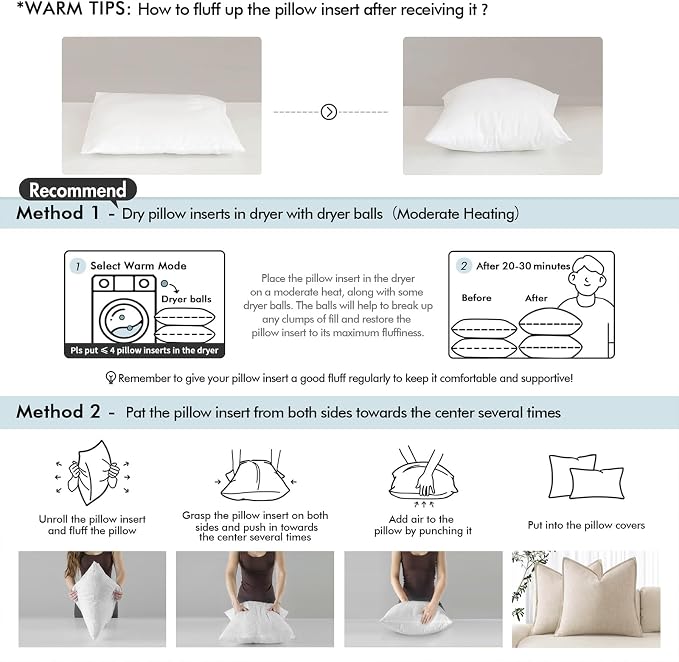MIULEE 26x26 Euro Pillow Inserts, Set of 2 Feather Down Throw Pillows | Choppable and No Smell, Double-Layer Down-Proof Cotton Cover, Decorative Pillows for Couch Sofa and Bed