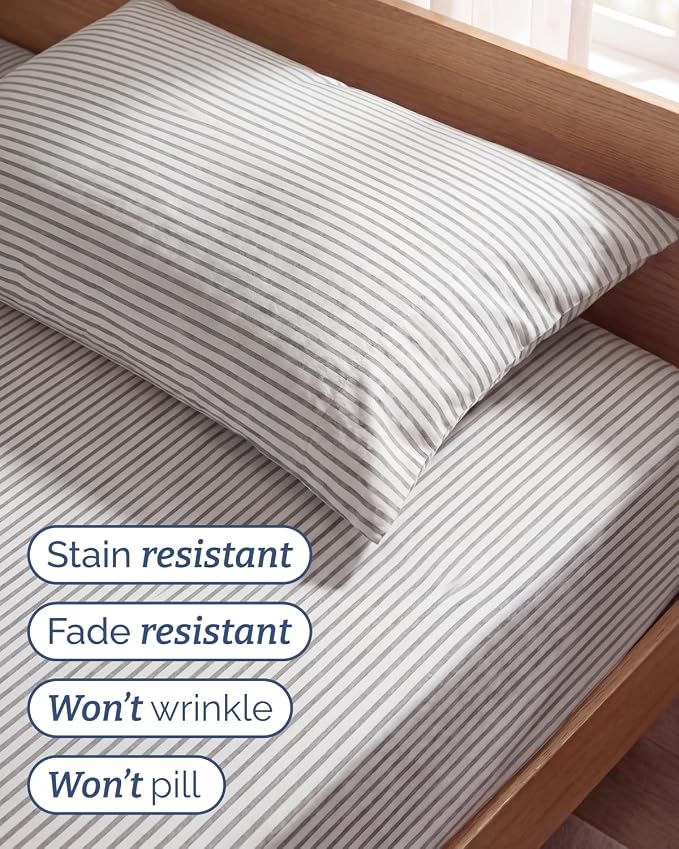 Twin Size 3 Piece Sheet Set - Breathable & Cooling Sheets - Grey Stripes | Hotel Luxury Bed Sheets for Women & Men, Deep Pockets, Easy-Fit, Extra Soft and Wrinkle Free Sheets, Oeko-Tex Bed Sheet Set
