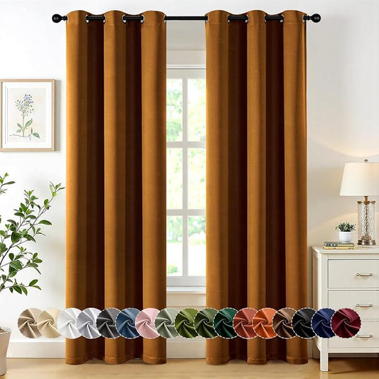 MIULEE Blackout Curtains for Bedroom 2 Panels 40 x 72 Inch Long Gold Brown | Thermal Insulated, Living Room Darkening Grommet Drapes, Noise Reducing, Light Blocking Window Treatments