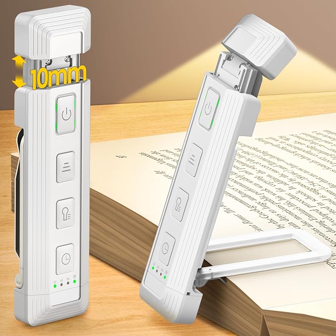 Glocusent Extendable Book Light, Full-Page USB Rechargeable Reading Light | Eye-Caring Extendable Book Light, 3 Colors & 5 Brightness Levels, Auto-Off Timer, Bed Reading, Ideal Book Lovers Gifts