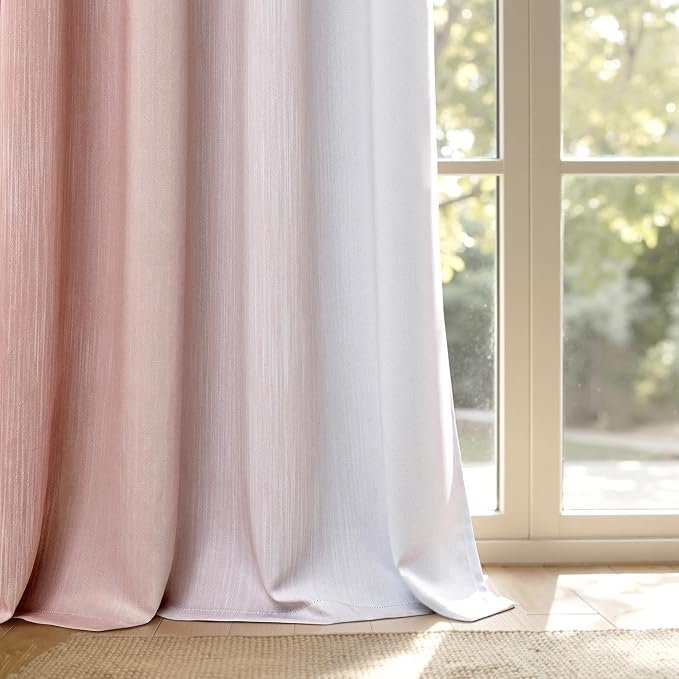 MIULEE Pink and Greyish White Ombre Blackout Curtains 52Wx84L Set of 2 | Full Room Darkening,Thermal Insulated,84 Inch Long,Grommet Drapes for Bedroom/Living Room,Modern Window Treatments