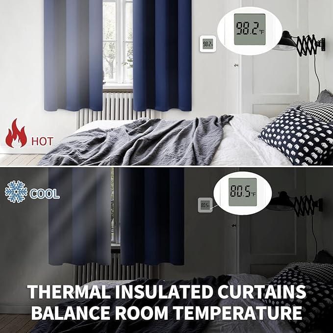 BGment Navy Blue Blackout Curtains for Bedroom 72 Inch Long - 2 Panels | Grommet Top, Black Out, Room Darkening, Sunblock, Thermal Insulated, Window Drapes for Kids Boys Room, 52x72 Inch