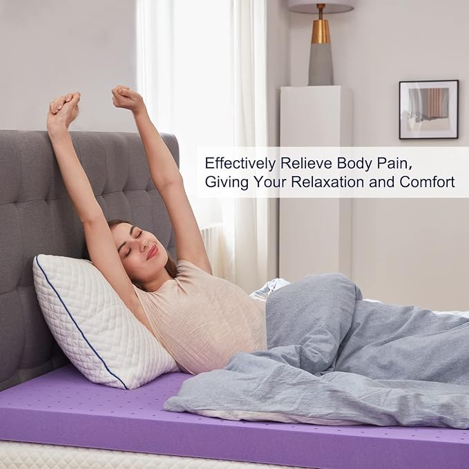 SINWEEK 1.5 Inch Gel Memory Foam Mattress Topper Ventilated Soft Pressure Relieve Mattress Pad, Breathable Bed Topper, CertiPUR-US Certified, Queen Size | Ventilated Soft Pressure Relieve Mattress Pad, Breathable Bed Topper, CertiPUR-US Certified