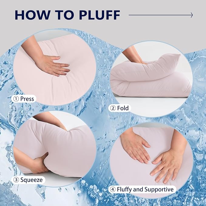 DOWNCOOL Large Body Pillow Insert with Cooling Cover - Soft Long Bed Pillow for Summer - Breathable Full Body Pillow for Adults - 20x54 inch (Pink, with Cover)