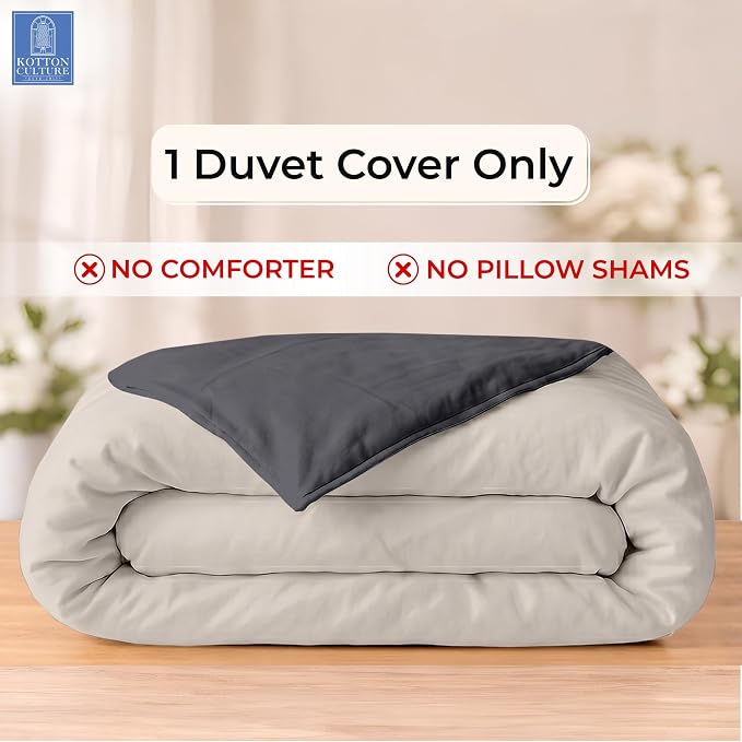 1 Pc Twin Size Duvet Cover Only -100% Egyptian Cotton 600 TC Ultra Soft Premium Durable Comforter Cover Zipper Closure & Corner Ties (Blended Grey, Twin/Twin XL 68" X 90")