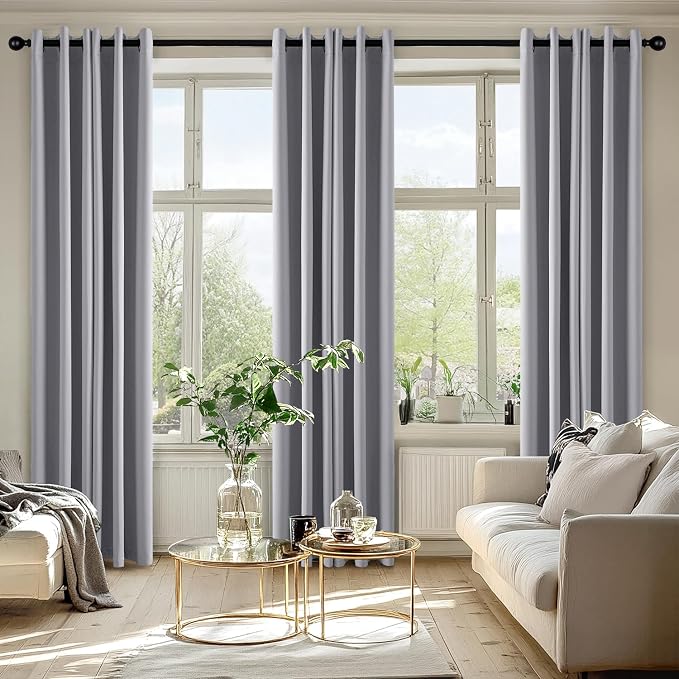 MIULEE Blackout Curtains for Bedroom 2 Panels 40 x 84 Inch Long Light Grey | Thermal Insulated, Living Room Darkening Grommet Drapes, Noise Reducing, Light Blocking Window Treatments