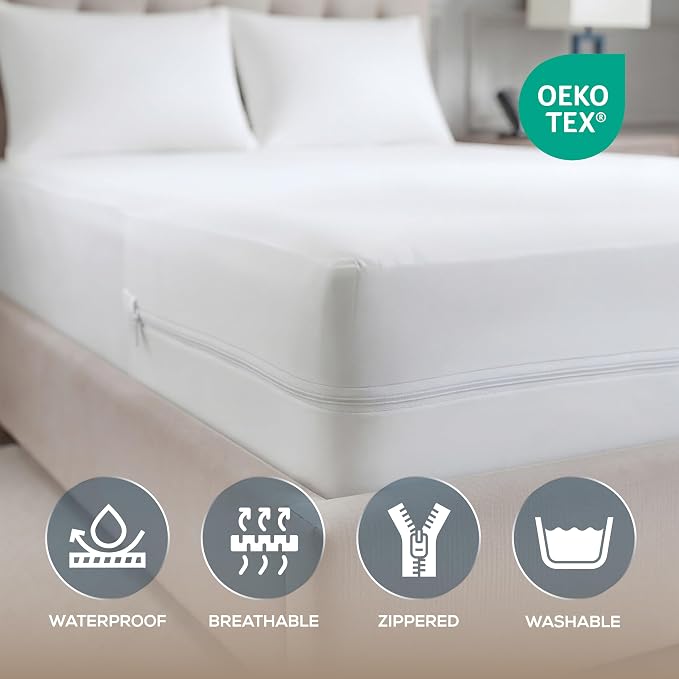 Bulk 10-Pack Full Size Hotel Mattress Encasement 100% Waterproof, 6" Deep | White, Commercial, Resorts, Motels & Institutional Use, Zippered 6-Sided Mattress Protector