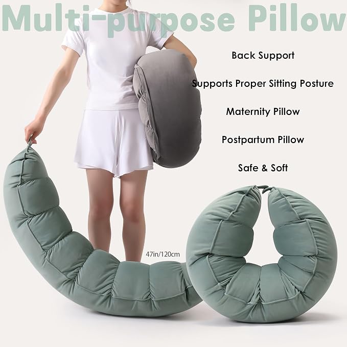 Peallow(Pat. Pend) – Long Round Body Pillow for Adults, Bolster Pillow for Sleeping, Soft and Supportive Pillow for Sleeping & Lumbar Support