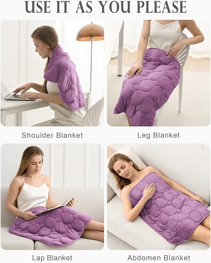 Cottonblue Small Weighted Lap Blanket 7lbs for Adults Teens 24"x29", Cozy | Soft Crystal Velvet Weighted Blanket Pad, Washable Portable Mini Travel Blankets for Relaxation All Season Use, Light Purple
