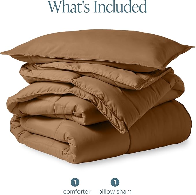 Bare Home Comforter Set - 1800 Ultra Soft (Twin/Twin XL, Caramel) | All-Season, Breathable, Hypoallergenic, Premium 1800, Warm, Cozy
