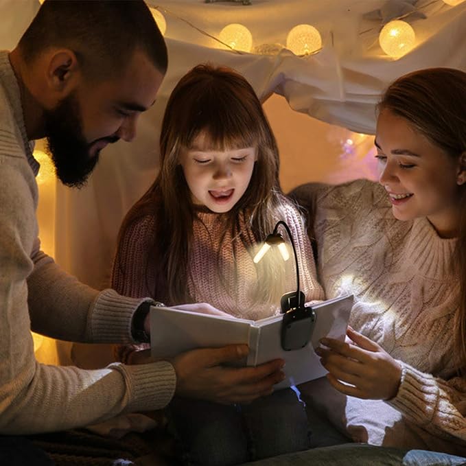 Vekkia 14 LED Book Light with Charger & Travel Case | Cover Both Page, Warm/White Reading Light with Clamp/Lightweight Eye Care Book Lamp/Great for Readers