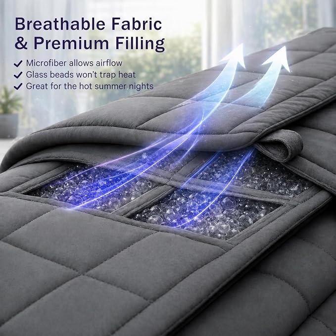 Weighted Blanket for Adults 25lbs, 80"x87", King Size Cooling Heavy Throw Blanket for 220-280lbs, Microfiber Soft Thick Big Blankets Weighted Comforter Breathable Gift for Sleeping, Grey