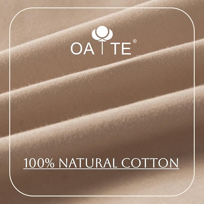 OAITE Duvet Cover Set 100% Washed Cotton Solid 3pcs | Soft,Durable,Long-staple Cotton,Hidden Zipper with 8 Interior Corner Ties,2 Pillowcases,68"X90"