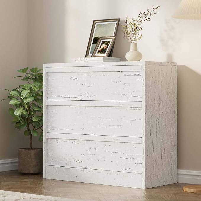 Garvee 3 Dresser for Bedroom, 30.5" Tall Dresser, Freestanding Vertical Drawer with Storage, Wooden Closet Chest Storage for Living Room, Hallway, Entryway, White