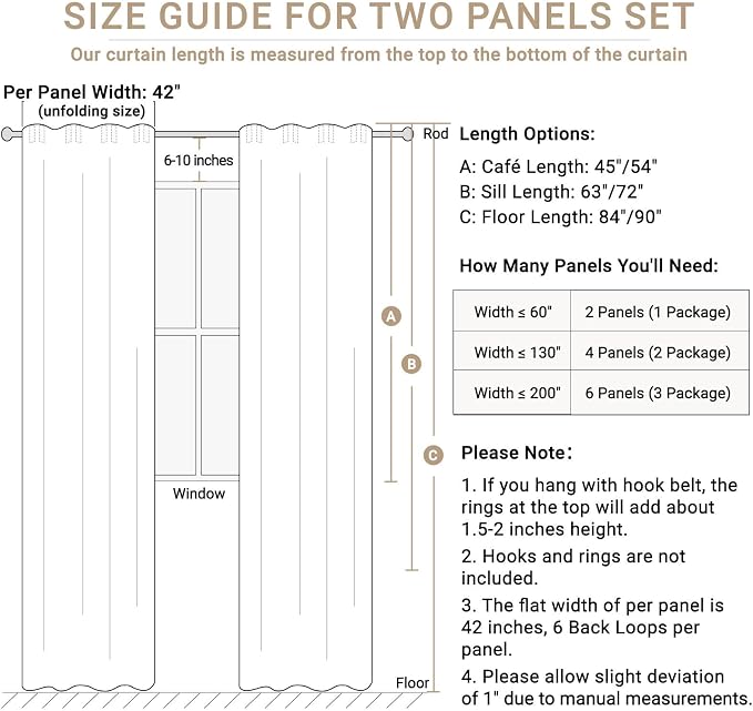 Linen Textured Total Blackout Curtains for Bedroom 54 Inches Long, Beige | 100% Blackout Shield, Back Tab/Rod Pocket Living Room Drapes, Thermal Insulated Blackout Curtains 2 Panels Set, 42"W x 54"L