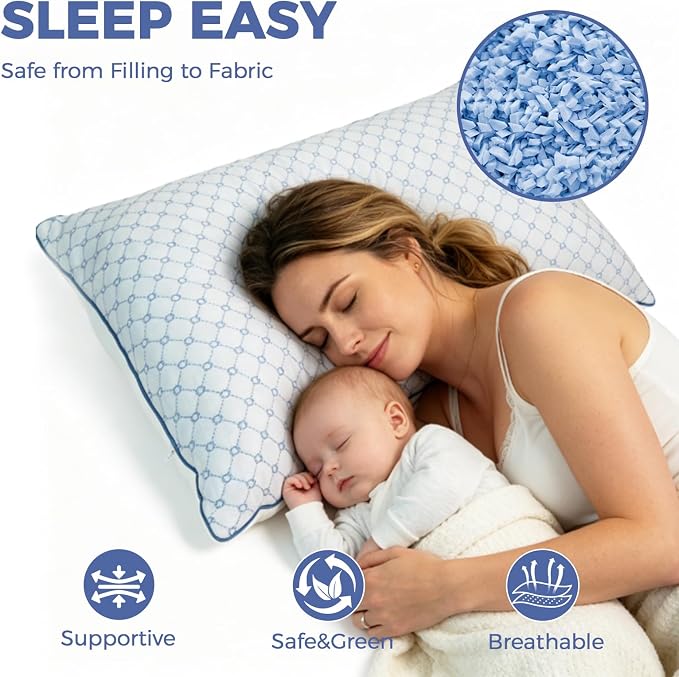 Adjustable Bed Pillow King Size for Sleeping, Soft and Supportive Bed Pillow with Memory Foam Filling for Side and Back Sleepers, Neck Supportive