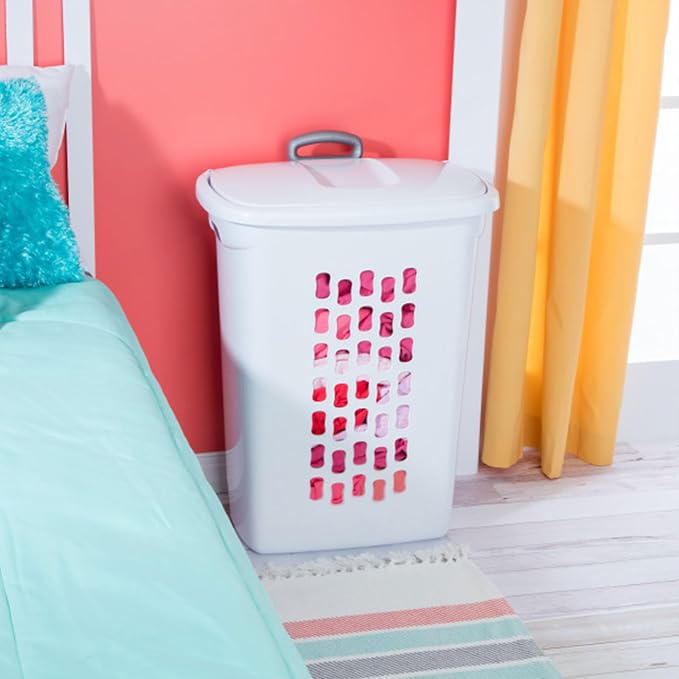 Sterilite Ultra™ Wheeled Hamper, Plastic Laundry Hamper, White, 3 Pack