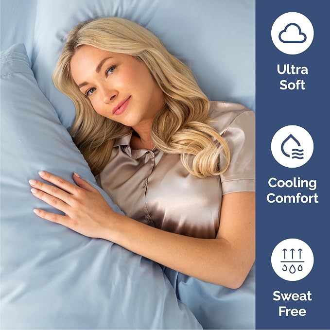 Queen Size 4 Piece Sheet Set - Comfy Breathable & Cooling Sheets - Sky Blue | Hotel Luxury Bed Sheets for Women & Men, Deep Pockets, Easy-Fit, Extra Soft and Wrinkle Free Sheets, Oeko-Tex Bed Sheet Set