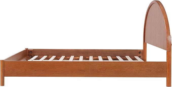 Christopher Knight Home Elsinore King Size Bed Frame with Arched Headboard, Modern Wooden Platform Bed, Wood Bed Support and Slats, No Box Spring Needed, King Size Beds for Adult, Light Brown