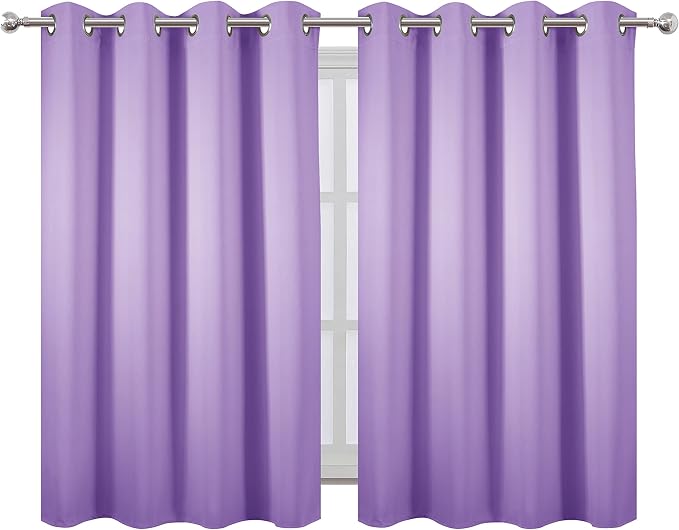 Lavender Blackout Curtains 52 x 54 Inch Length/Set of 2 Curtain Panels/Thermal Insulated Room Darkening Blackout Curtains for Bedroom