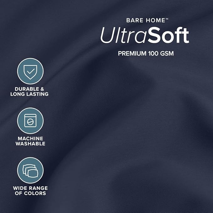 Bare Home Queen Sheet Set - 1800 Ultra-Soft (Queen, Midnight Blue) | Deep Pockets 6 to 15 Inches, Breathable, Hypoallergenic, Hotel Luxury, Easy Fit, Soft, All-Season