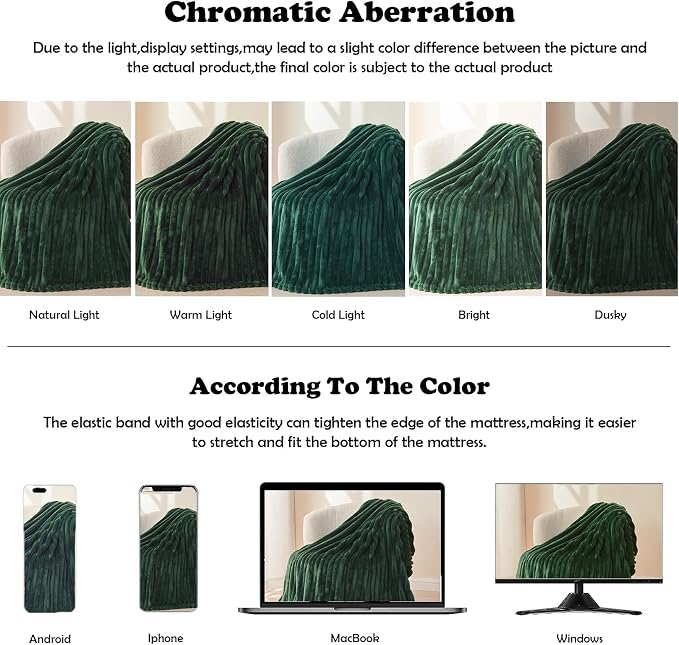 NEWCOSPLAY Fleece Ribbed Cozy Twin Blanket for Couch, Dark Green, 60"x80" | Premium Silky Flannel Blanket, Soft Lightweight Fluffy Throw Blanket for Bed Sofa Decor, Gift for All Season Use